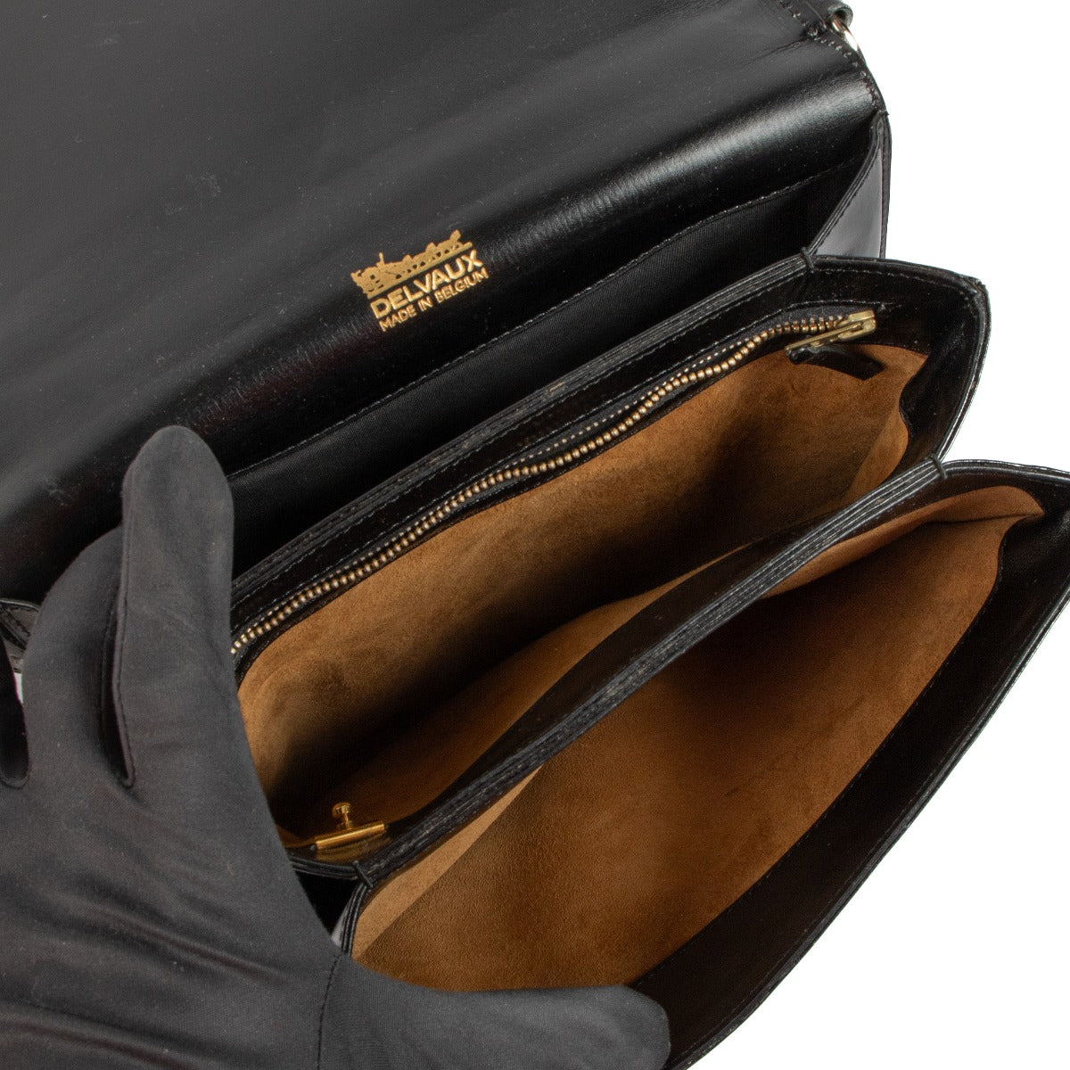 Delvaux Vintage Black Box Calf Camargue Bag