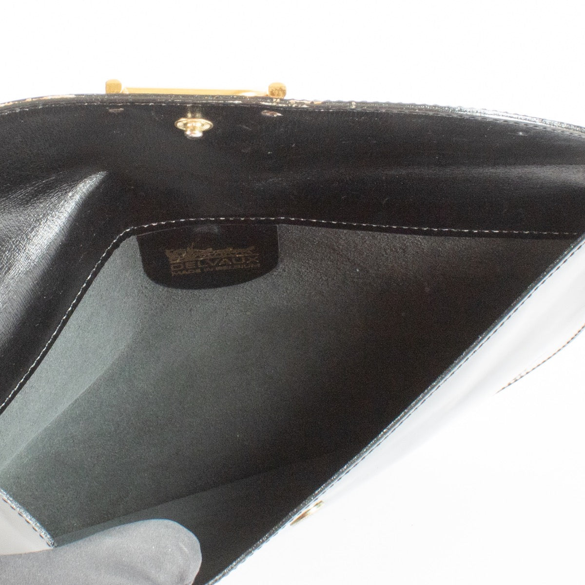 Authentic Preloved Delvaux Black Patent Vintage Clutch on Labellov.com