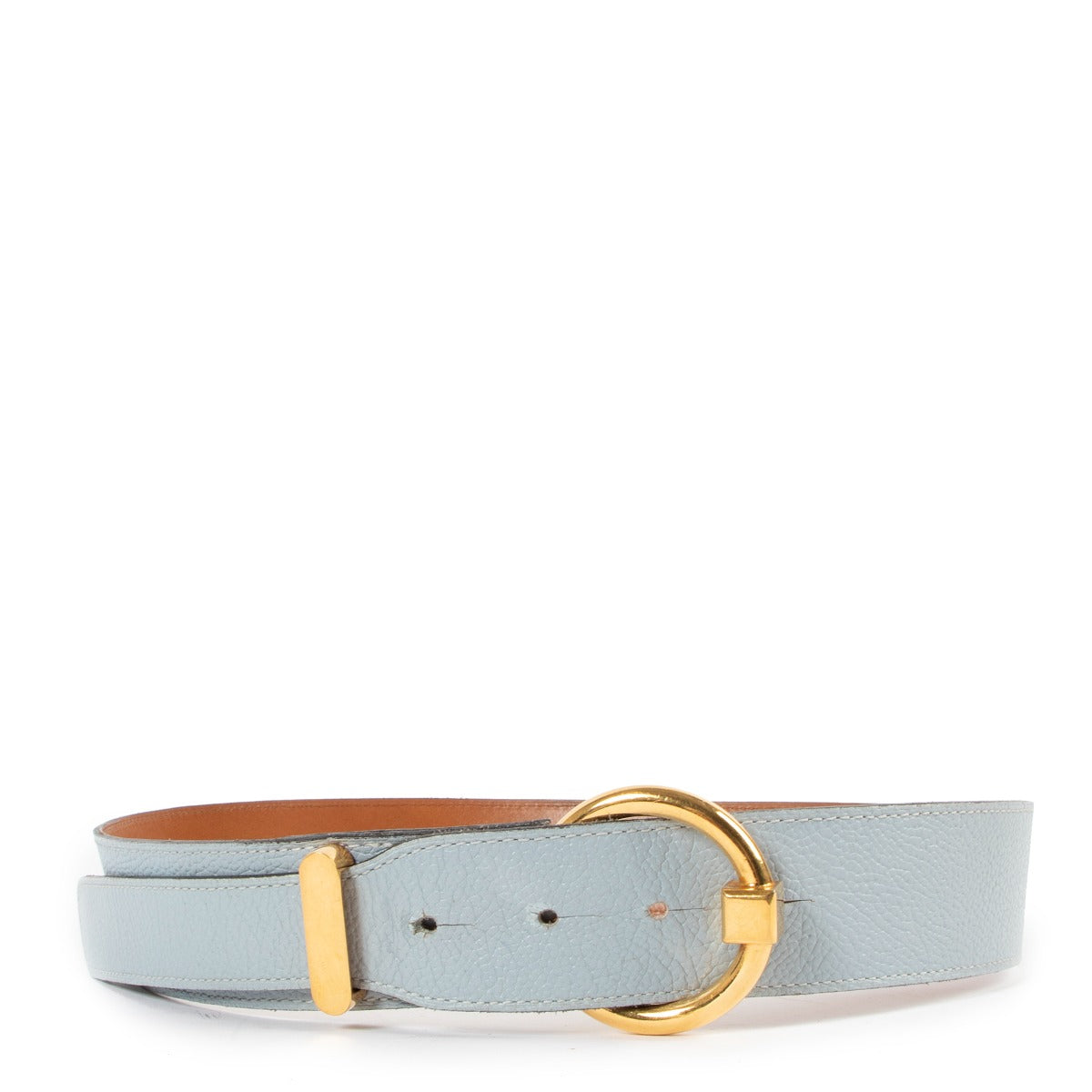 Delvaux Baby Blue Leather Belt - Size 80