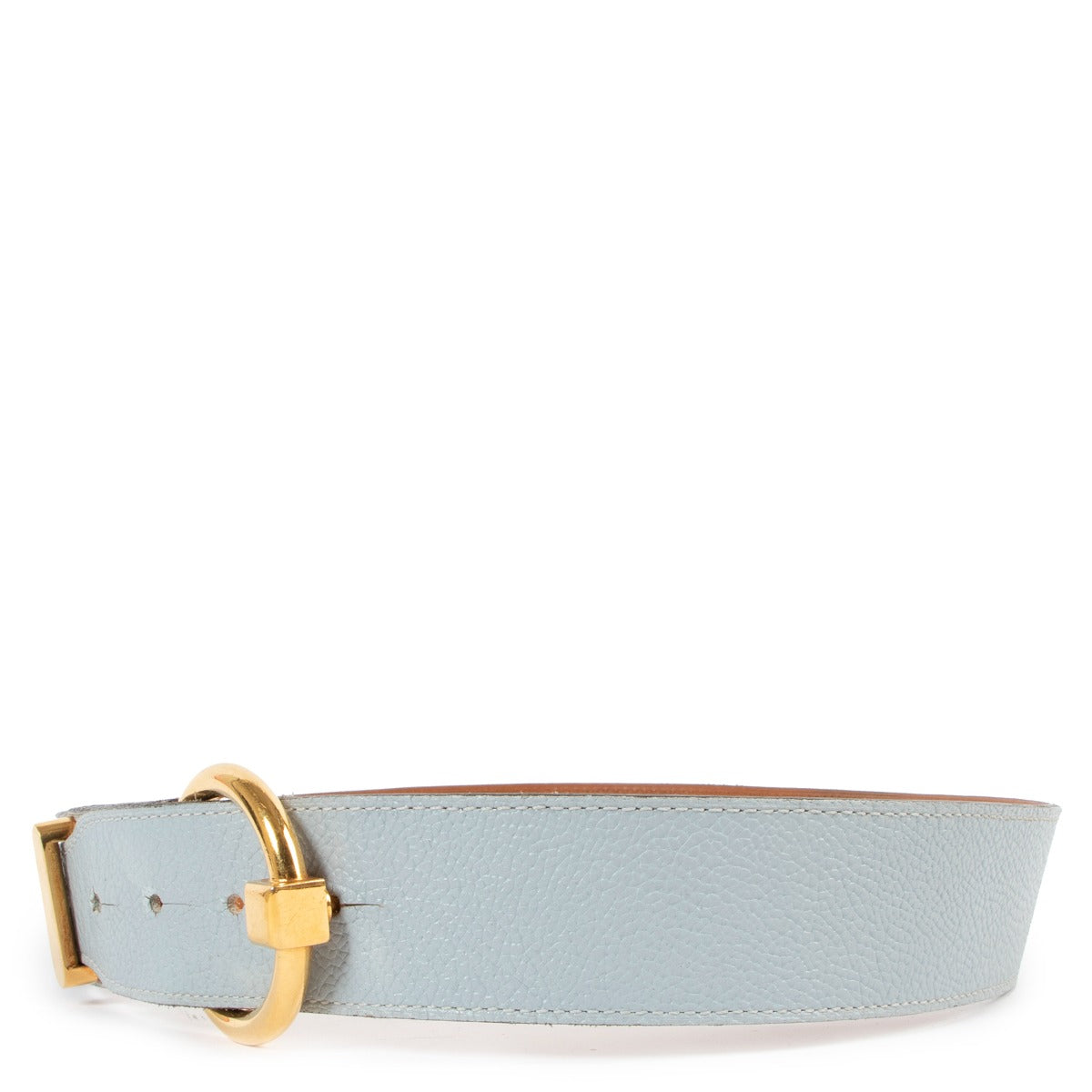 Delvaux Baby Blue Leather Belt - Size 80