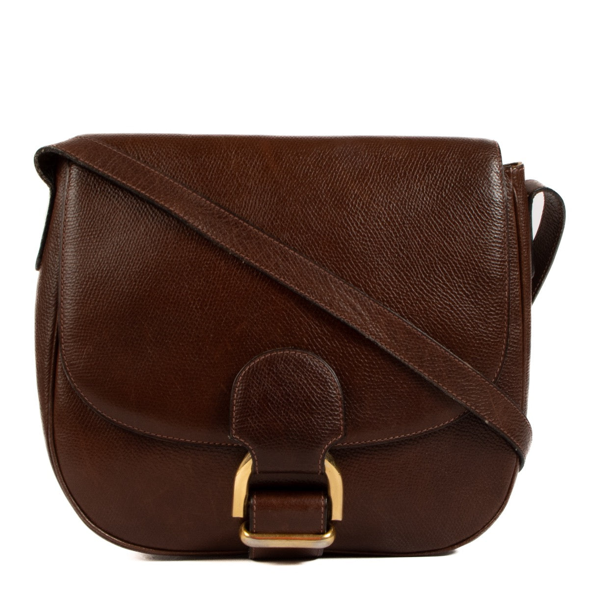 Shop safe online at Labellov in Antwerp, Brussels and Knokke this 100% authentic second hand Delvaux Brown Pebbled Leather Crossbody