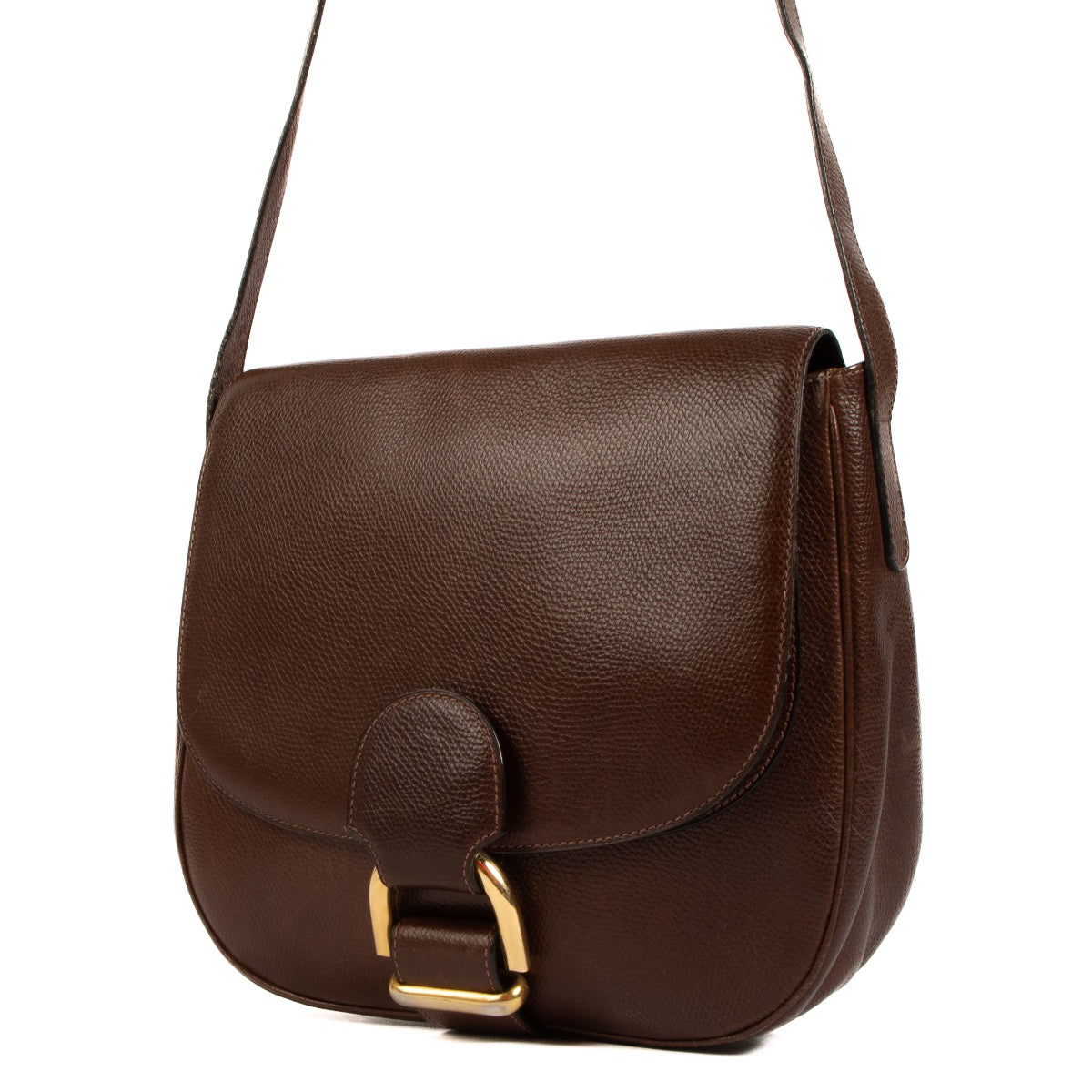 Shop safe online at Labellov in Antwerp, Brussels and Knokke this 100% authentic second hand Delvaux Brown Pebbled Leather Crossbody
