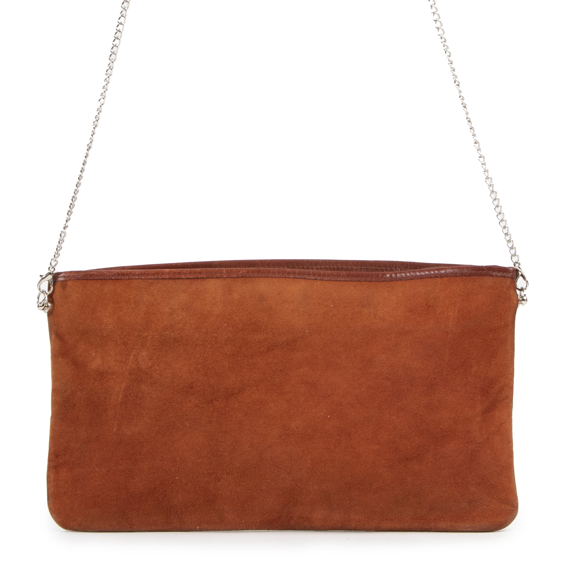 Delvaux Rust Suede and Leather Clutch Bag pour le meilleur prix chez labellov à Anvers