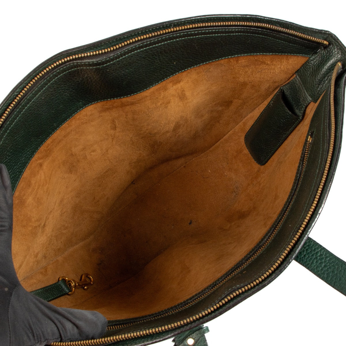 Delvaux Green Leather Large Tote Bag