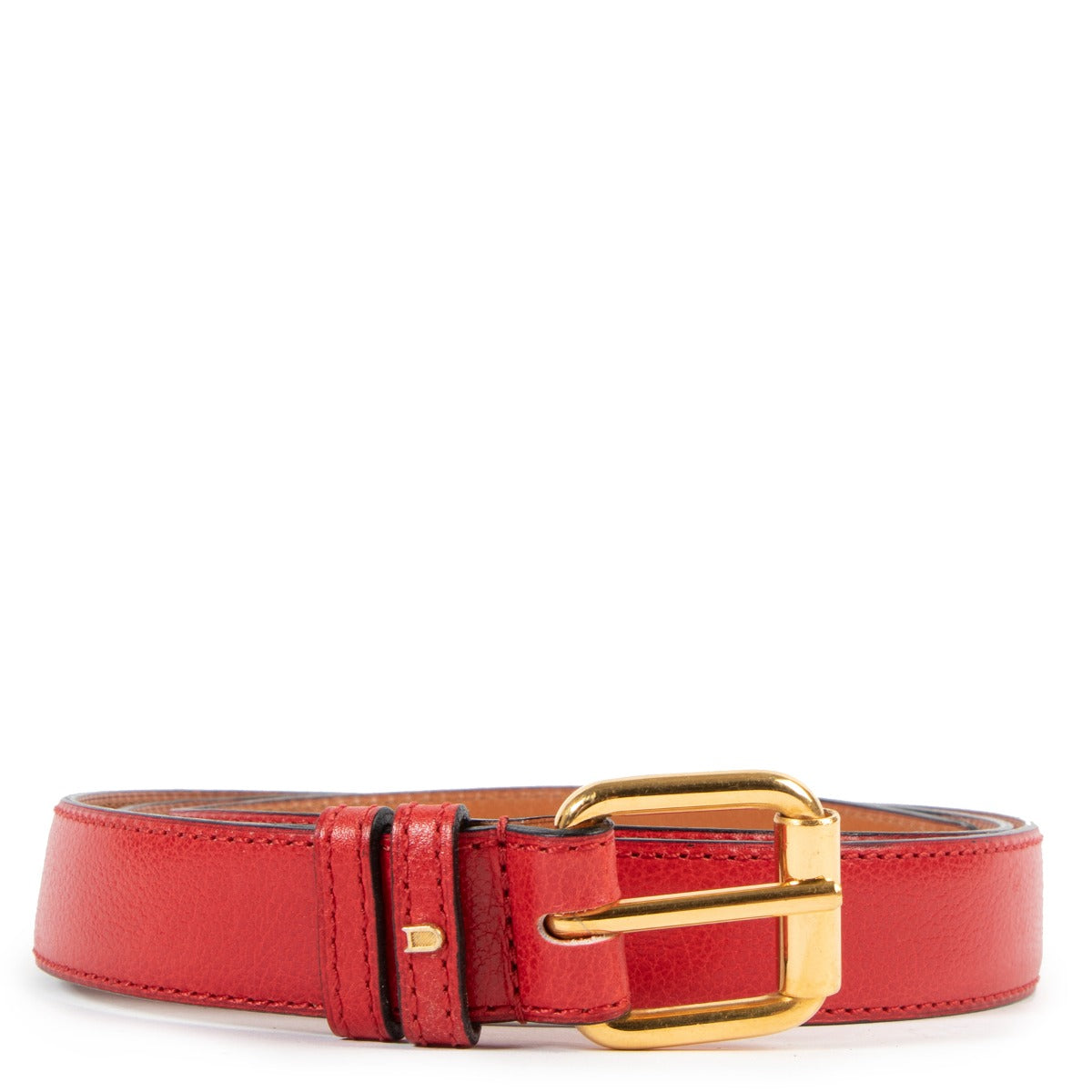 Delvaux Red Leather 25mm Belt