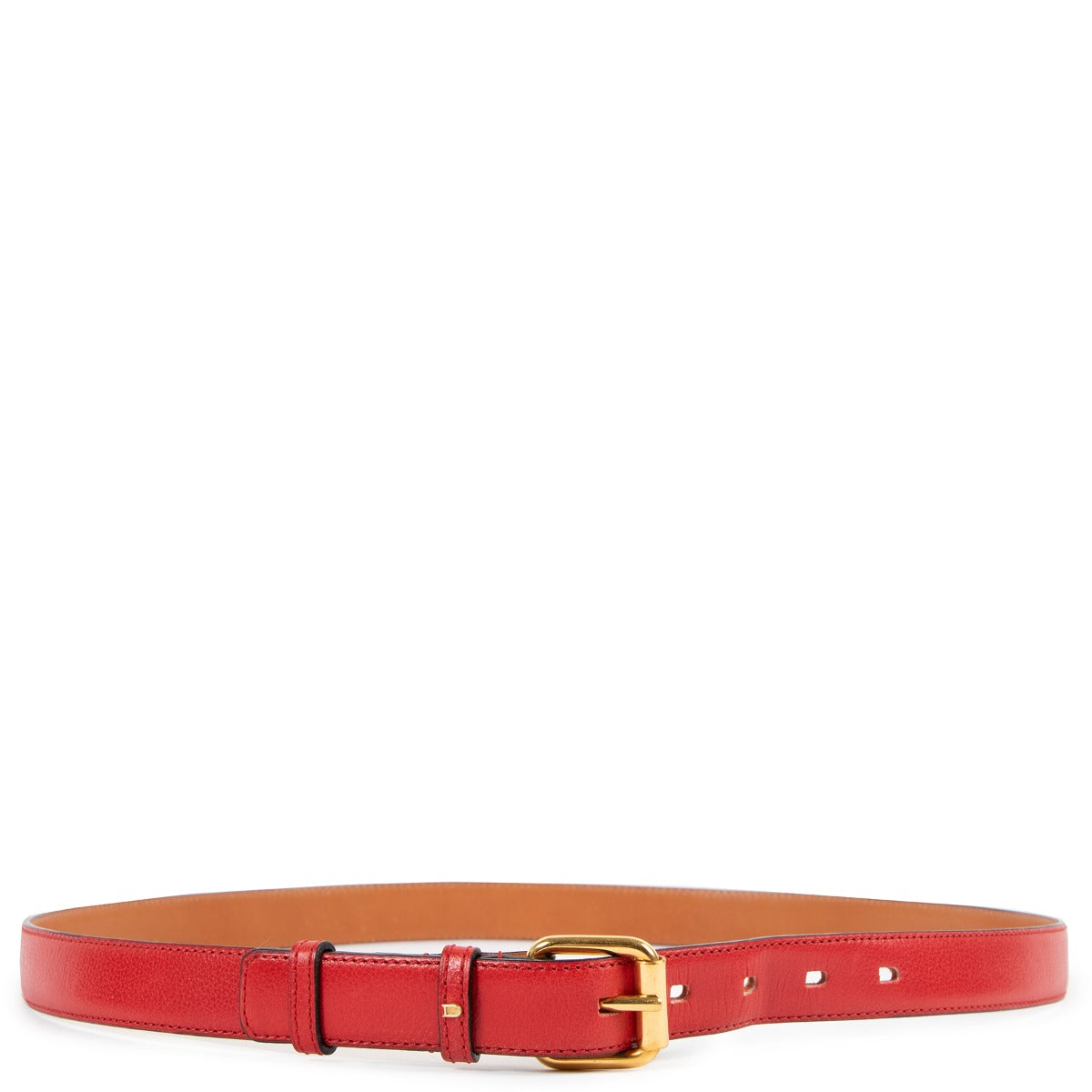 Delvaux Red Leather 25mm Belt