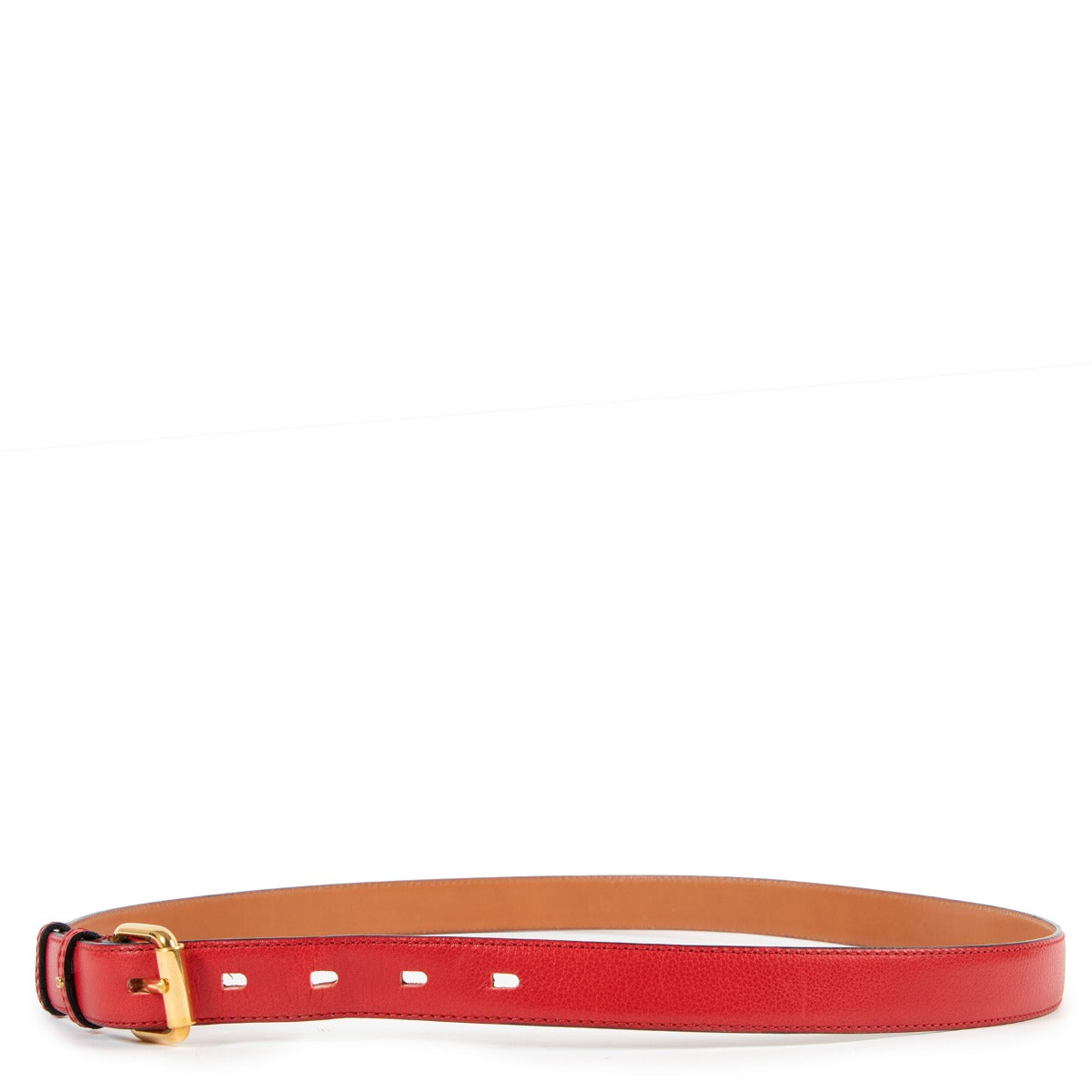 Delvaux Red Leather 25mm Belt