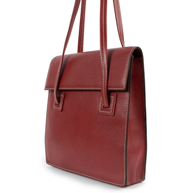 Delvaux Santal MM Red Jumping Leather Tote Bag