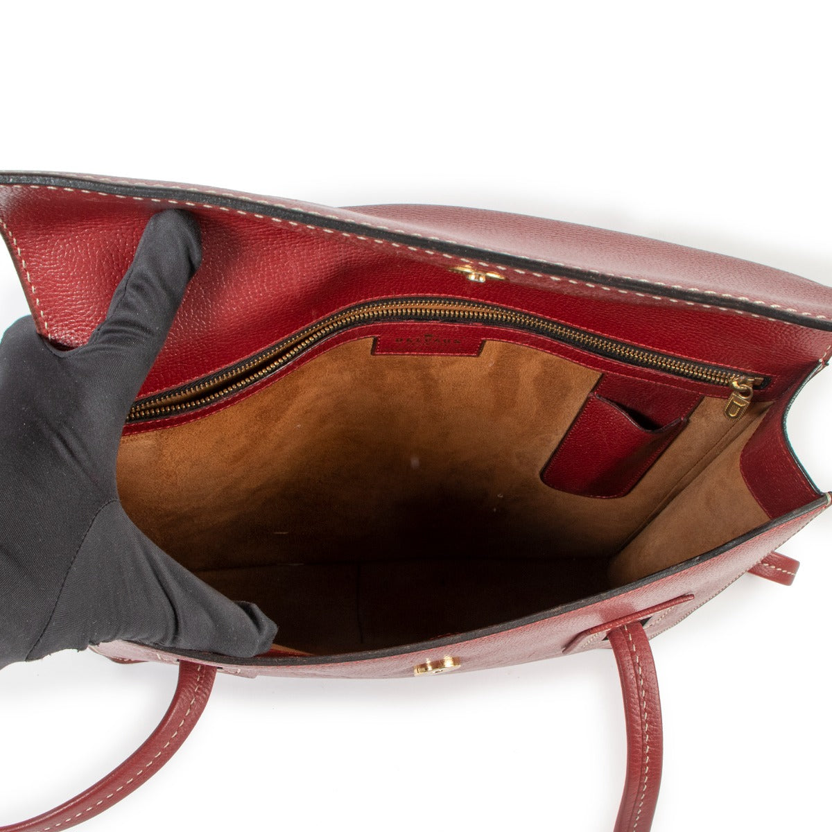 Delvaux Santal MM Red Jumping Leather Tote Bag