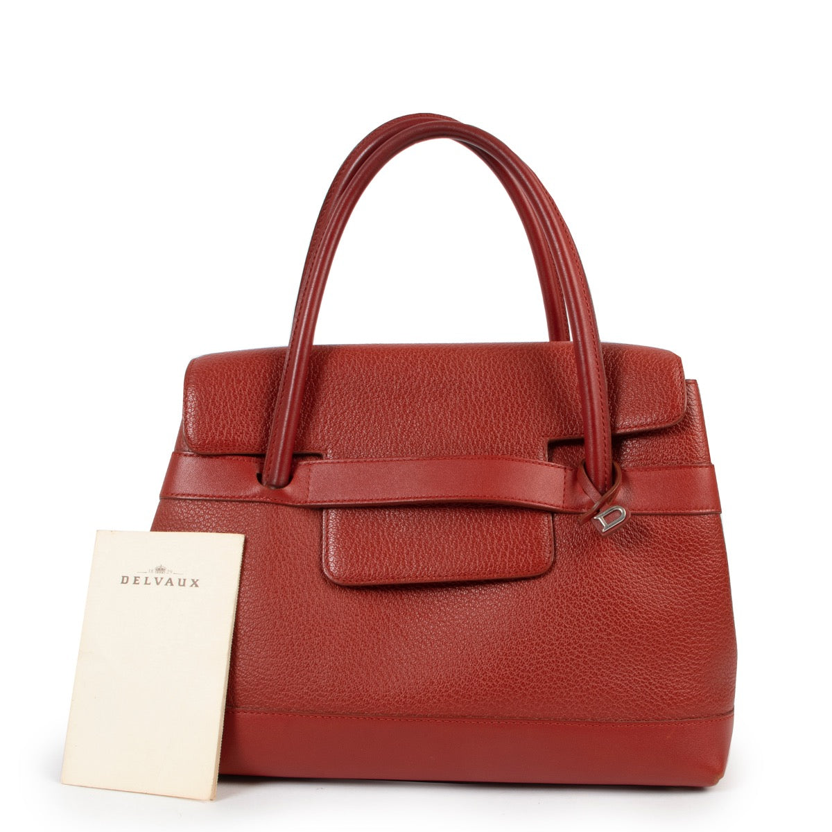 Shop safe online at Labellov in Antwerp this 100% authentic second hand Deux De Delvaux Red Top Handle