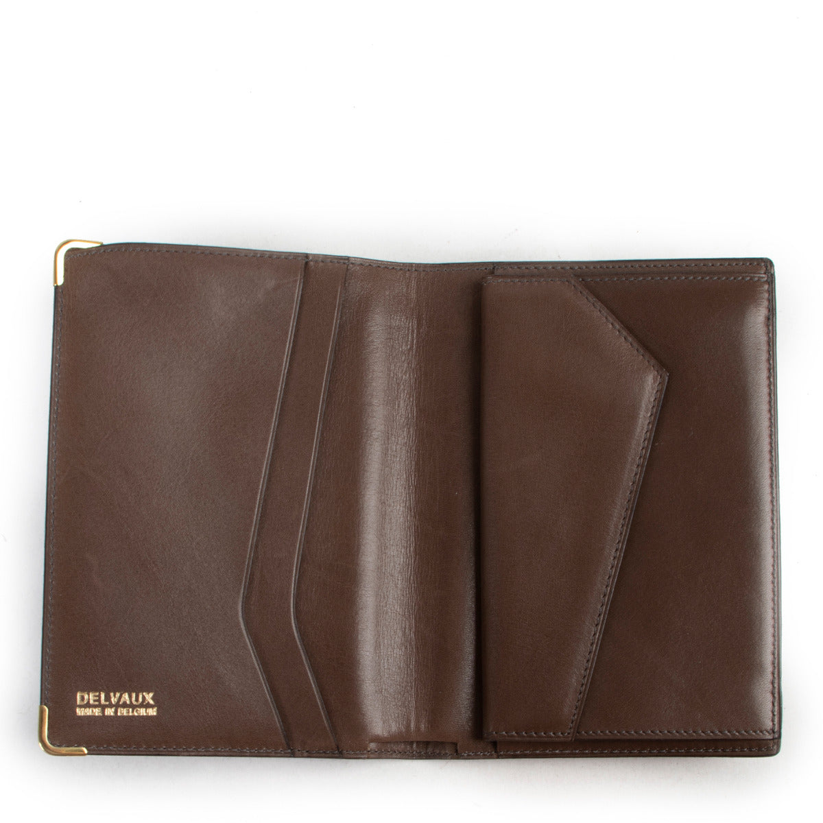 Portefeuille en cuir taupe Delvaux