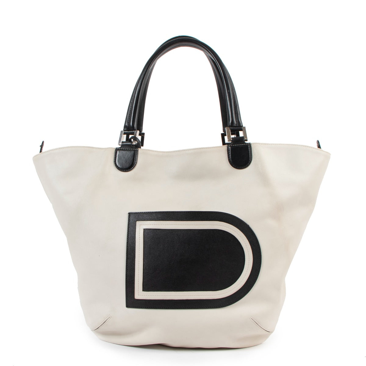 Delvaux Louise Cabas Allure Bicolore Ivory Shoulder Bag