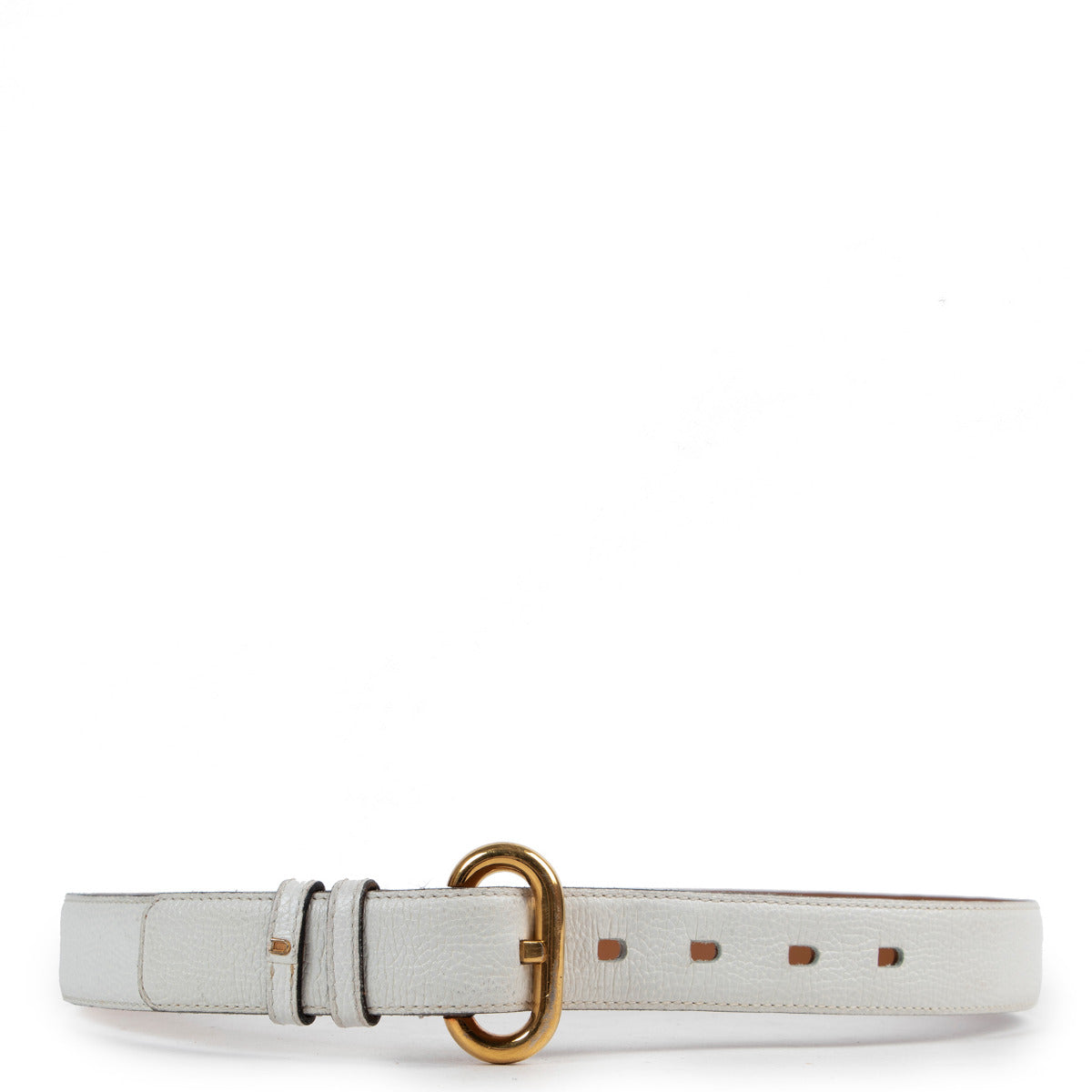 Delvaux Witte Lederen Riem - maat 75