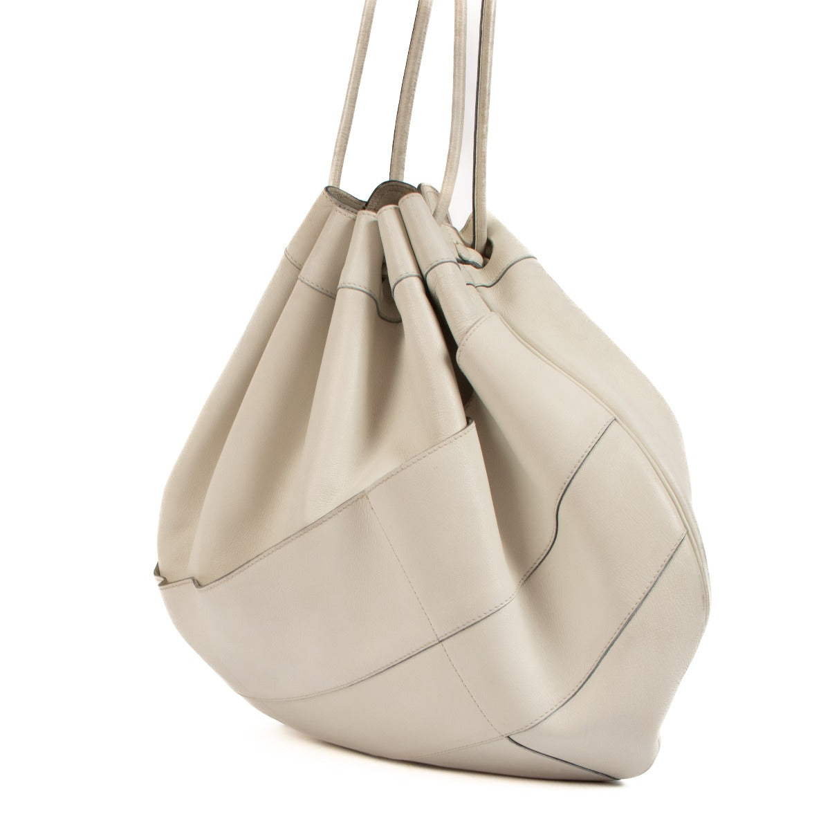 Delvaux Vintage Wit Leren Schoudertas met Trekkoord