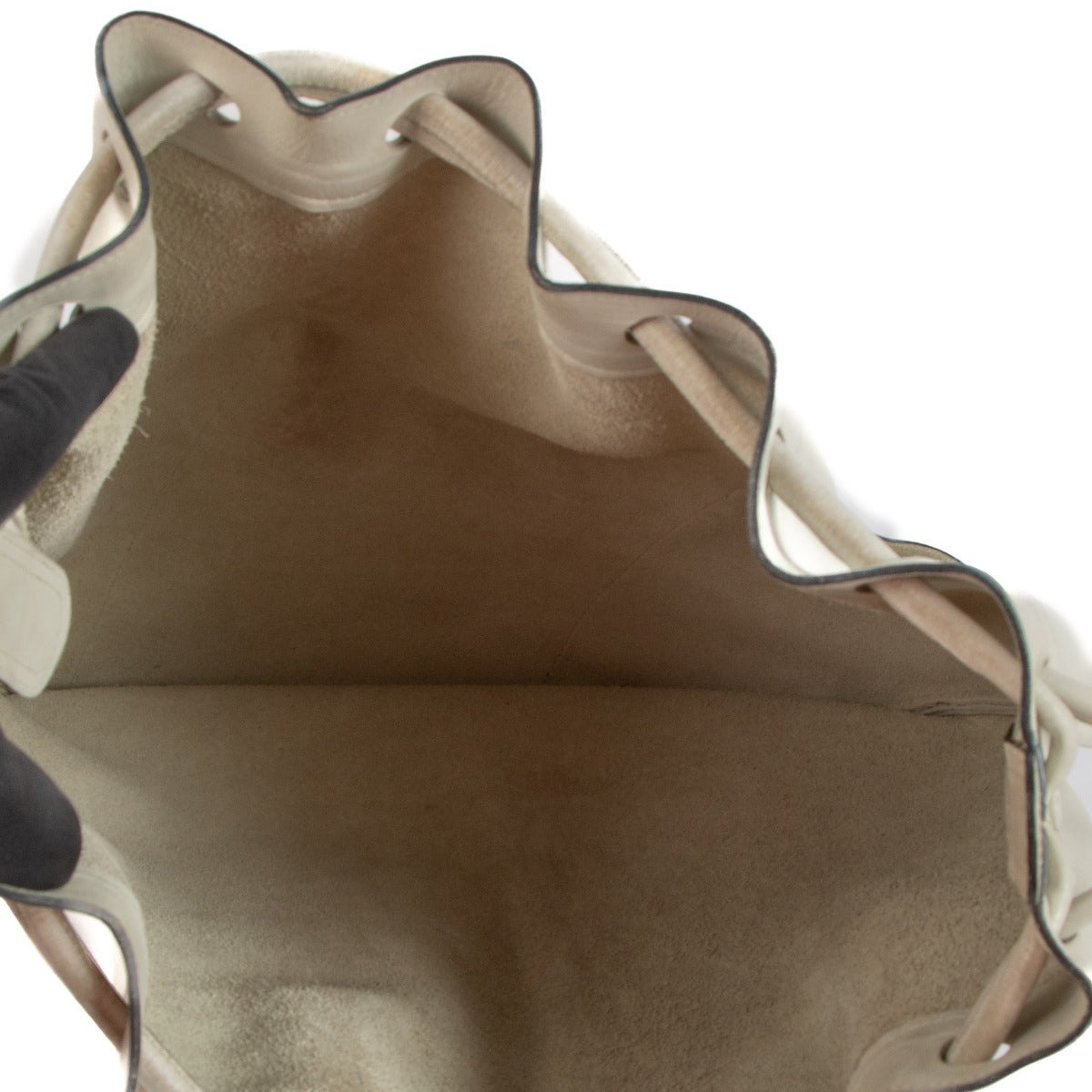 Delvaux Vintage Wit Leren Schoudertas met Trekkoord
