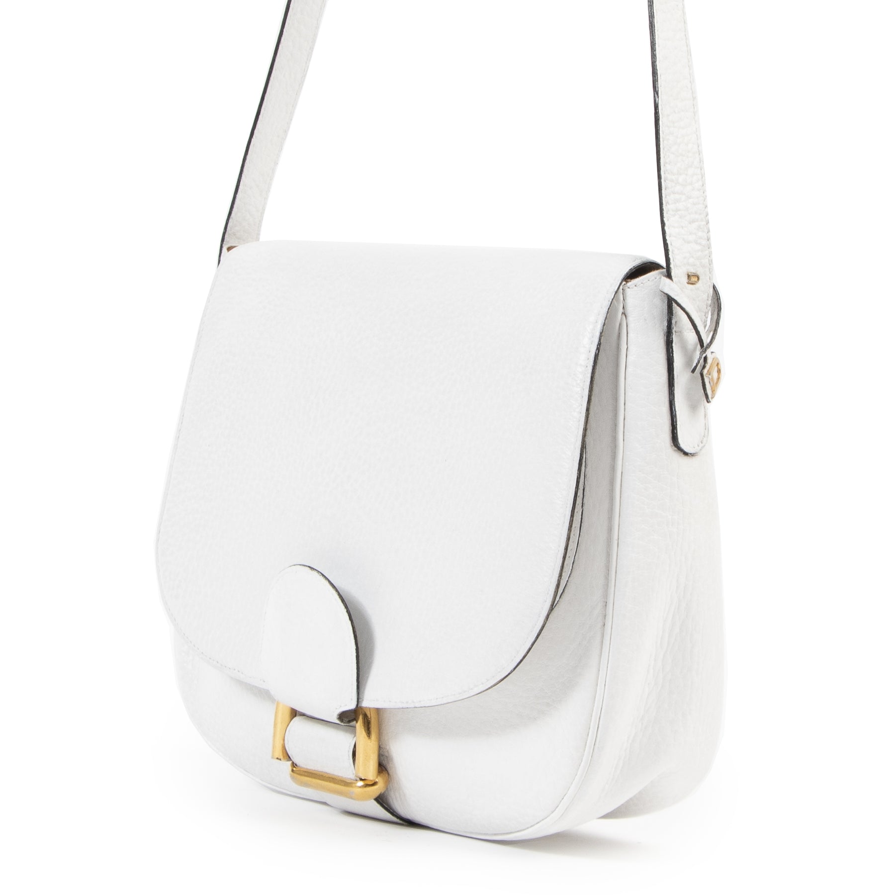 Authentieke Tweedehands Delvaux White Leather Crossbody Bag juiste prijs veilig online shoppen luxe merken webshop winkelen Antwerpen België mode fashion