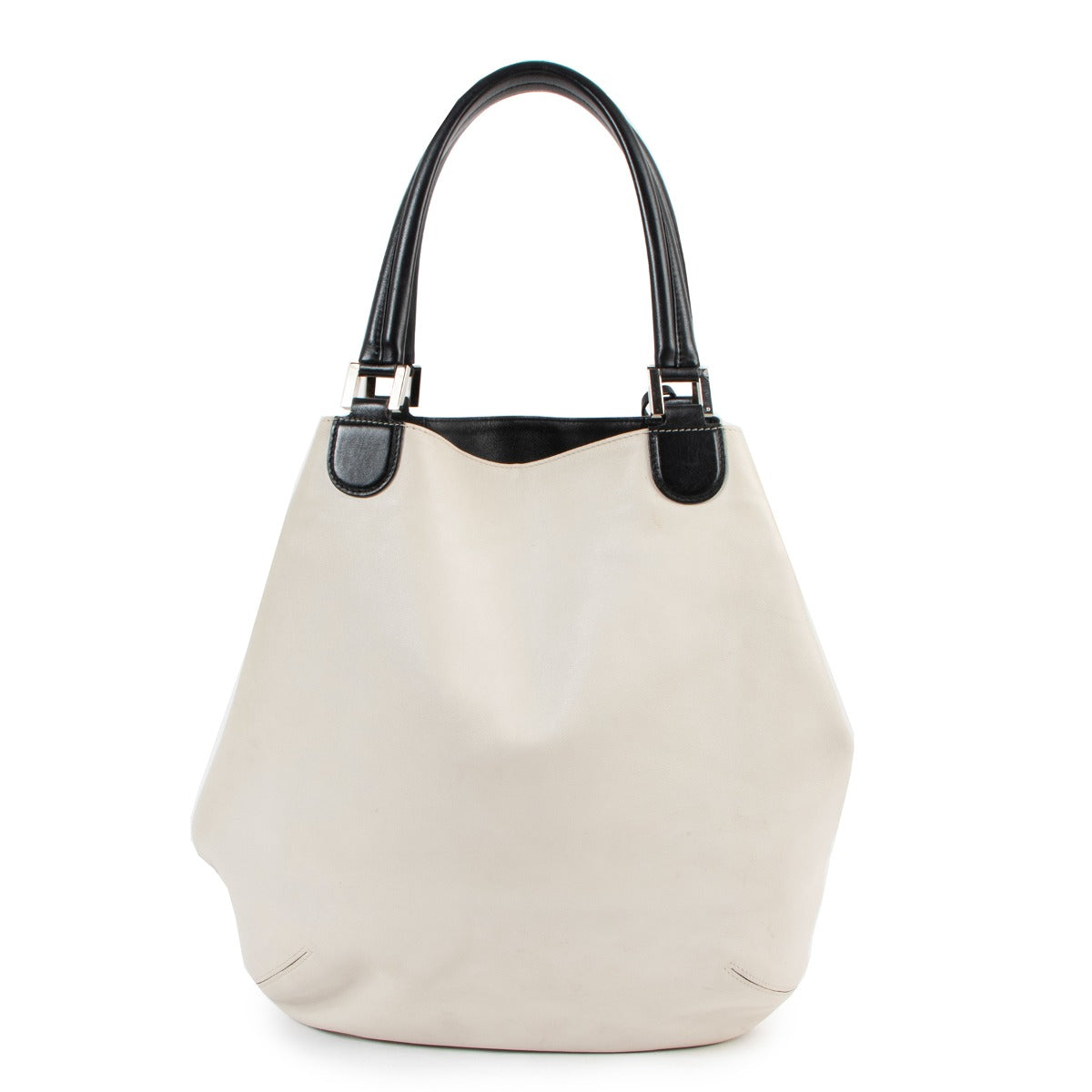 Delvaux Louise Cabas Allure Bicolore Ivory Shoulder Bag
