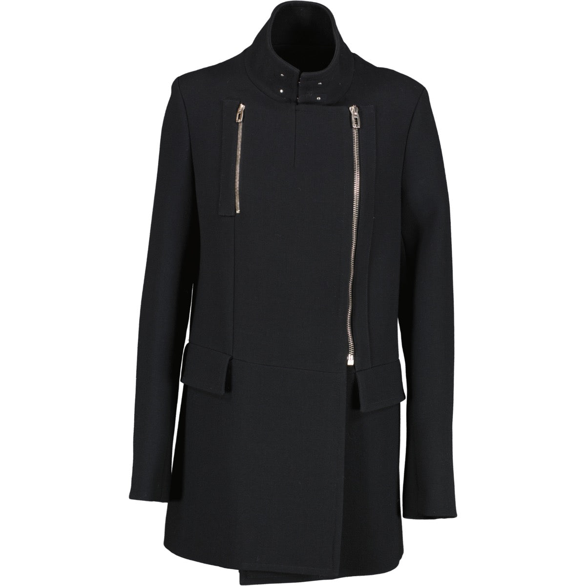 Shop authentic second hand luxury designer high-end fashion Balenciaga Black Double Breasted Zipper Wool Coat at Labellov.