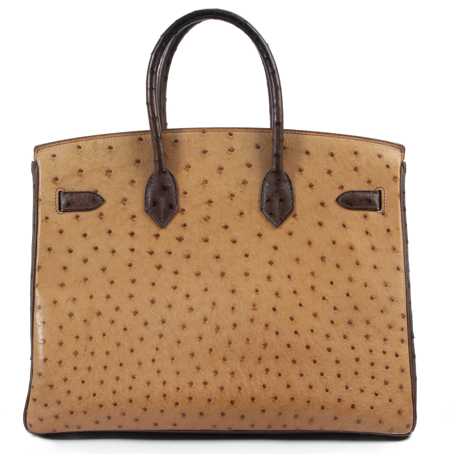 Hermès Birkin 35 Tricolore Autruche Doublure Chevre Pigmente PHW for sale online at labellov