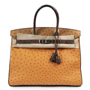 Hermès Birkin 35 Tricolore Autruche Doublure Chevre Pigmente PHW pour le meilleur prix chez Labellov à Anvers Belgique
