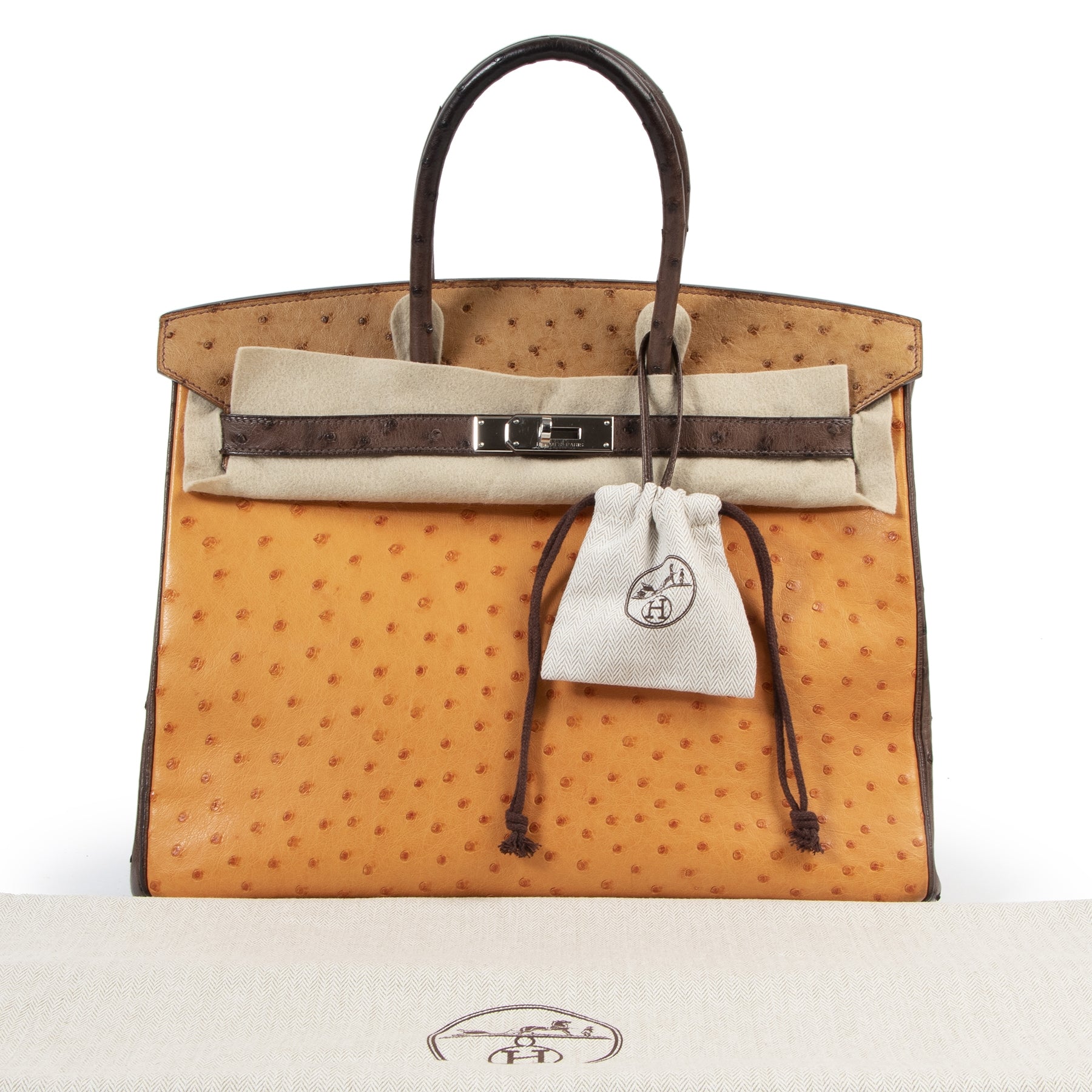 Are you looking for an authentic Hermès Birkin 35 Tricolore Autruche Doublure Chevre Pigmente PHW?