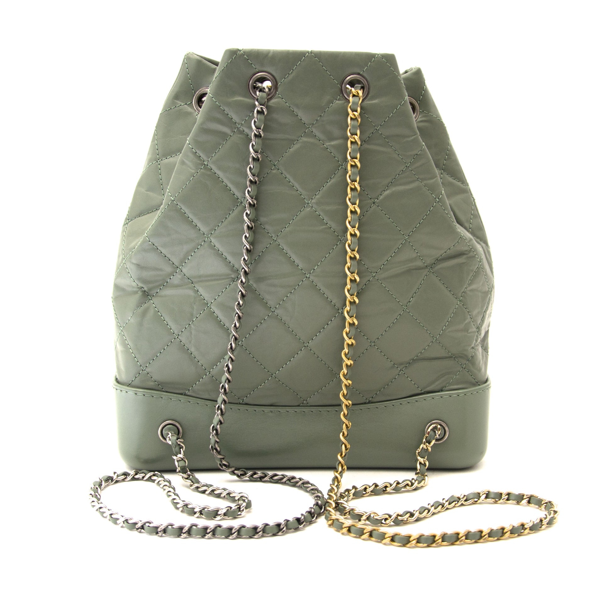 koop online tegen de beste prijs Chanel Small Green Gabrielle Backpack