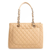 Chanel Caviar Quilted Grand Shopping Tote GST Beige Clair.