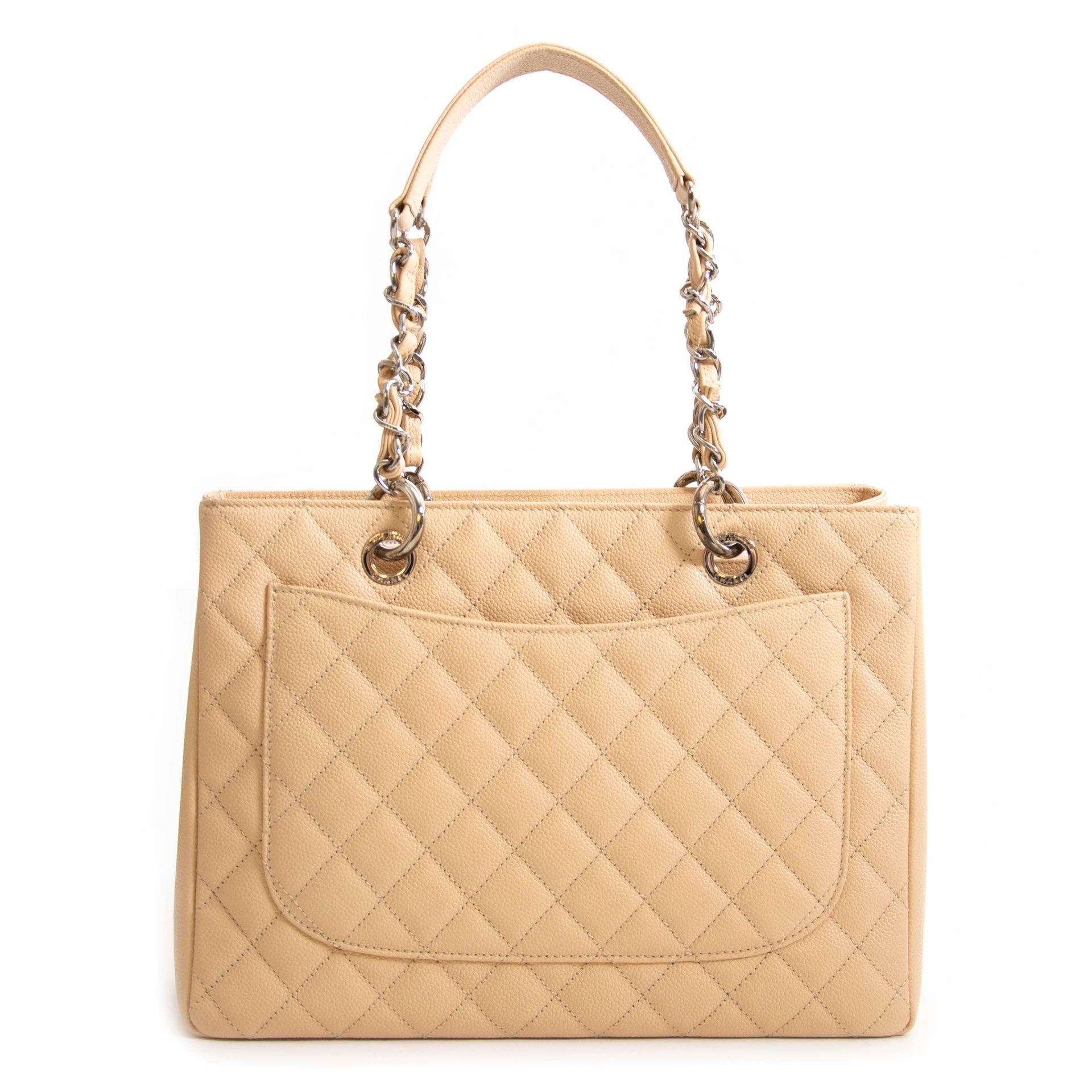 Chanel Caviar Quilted Grand Shopping Tote GST Beige Clair.