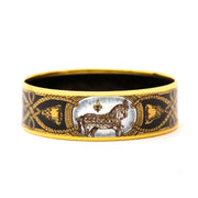 Hermès Gold Plated Printed Horse Enamel Bracelet for sale at Labellov online or in store, unique vintage bracelets.