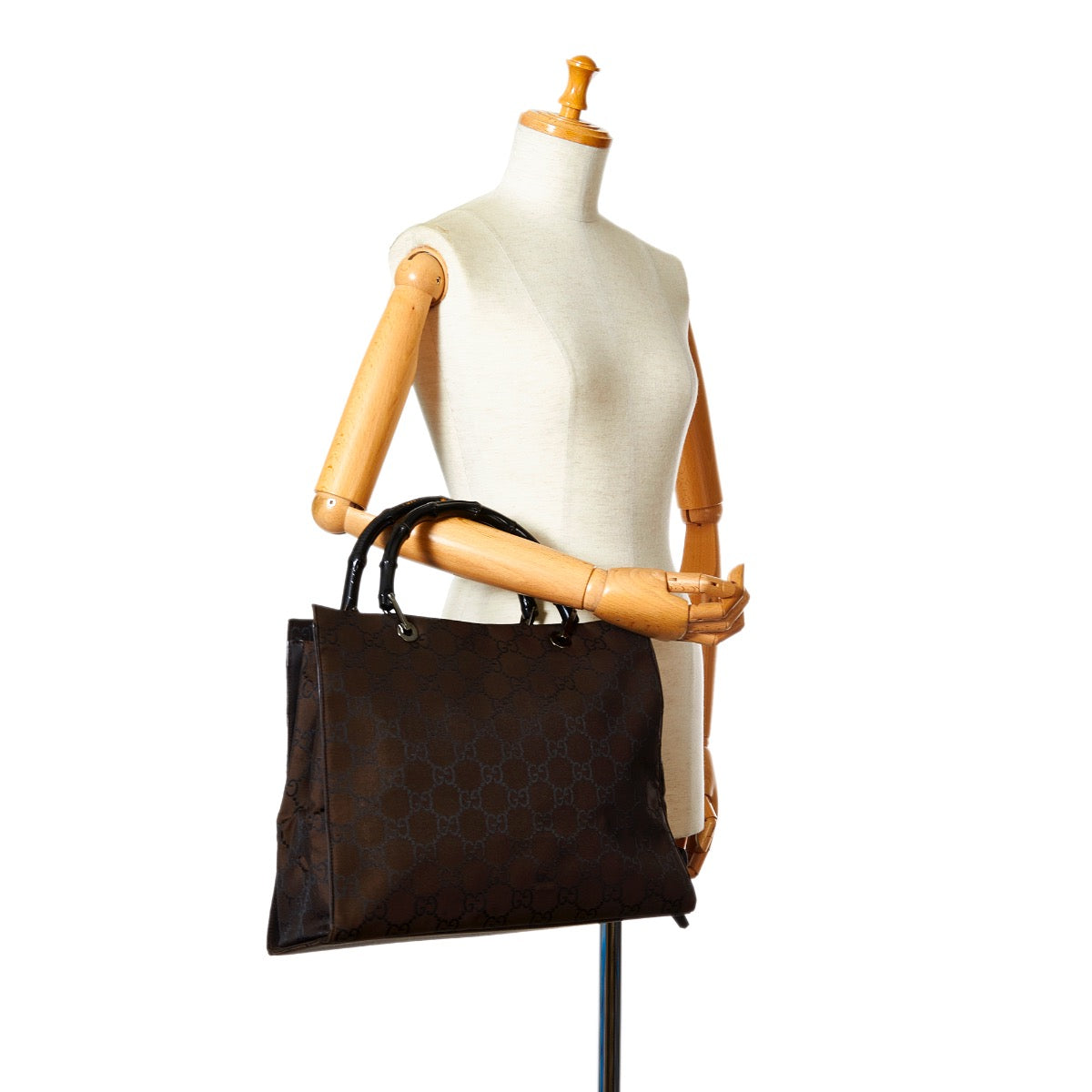 Gucci Bamboo GG Canvas Zwarte Tote Bag