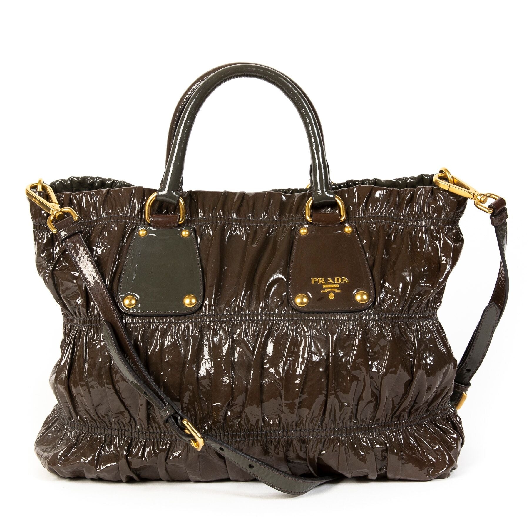 Prada Duotone Patent Leather Tote Bag