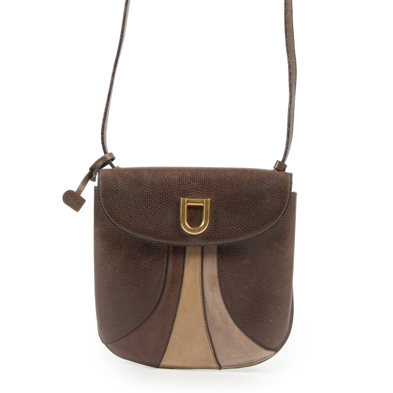 Authentic secondhand Delvaux Brown Leather D Crossbody Bag designer bags fashion luxury vintage webshop safe secure online shopping