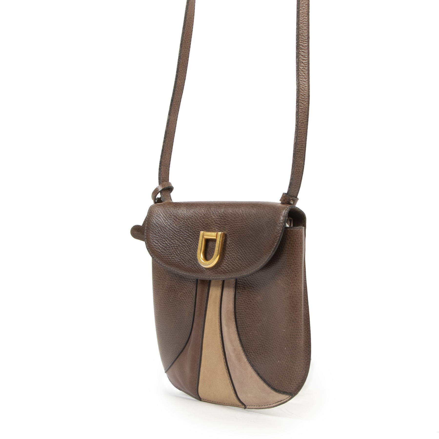 Authentieke Tweedehands Delvaux Brown Leather D Crossbody Bag juiste prijs veilig online shoppen luxe merken webshop winkelen Antwerpen België mode fashion