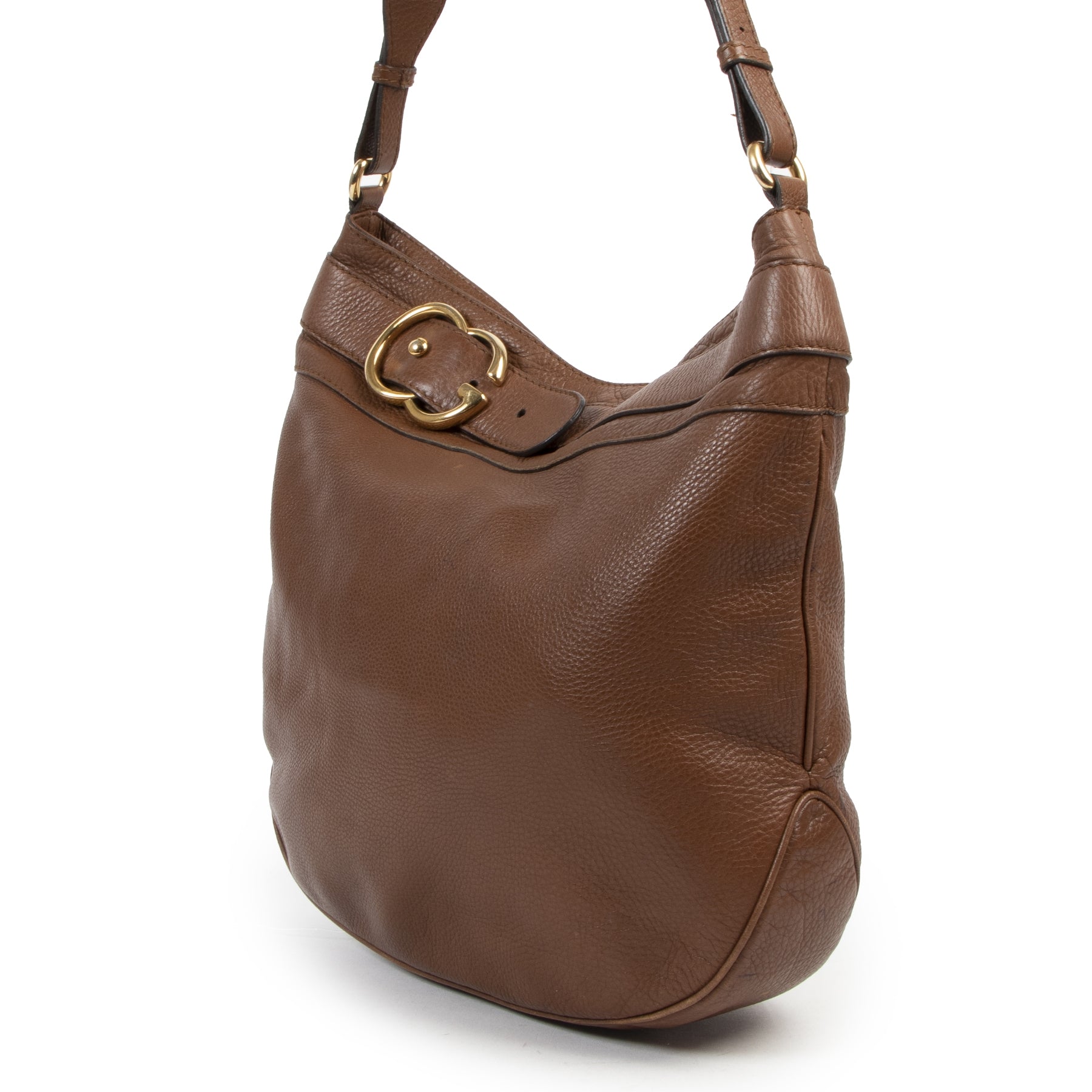 Gucci Calfskin Large Ride Shoulder Bag Brown