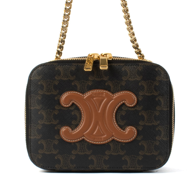 Céline Triomphe Canvas Box On Chain Shoulder Bag