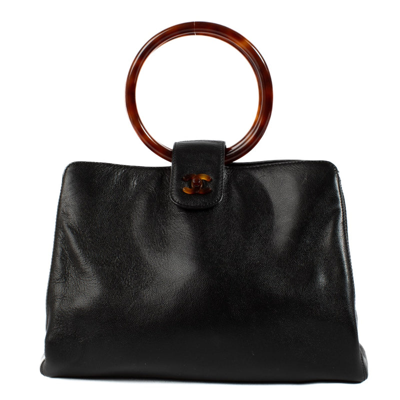 shop 100% authentic second hand Chanel Black Leather Tortoise Top Handle Bag on Labellov.com