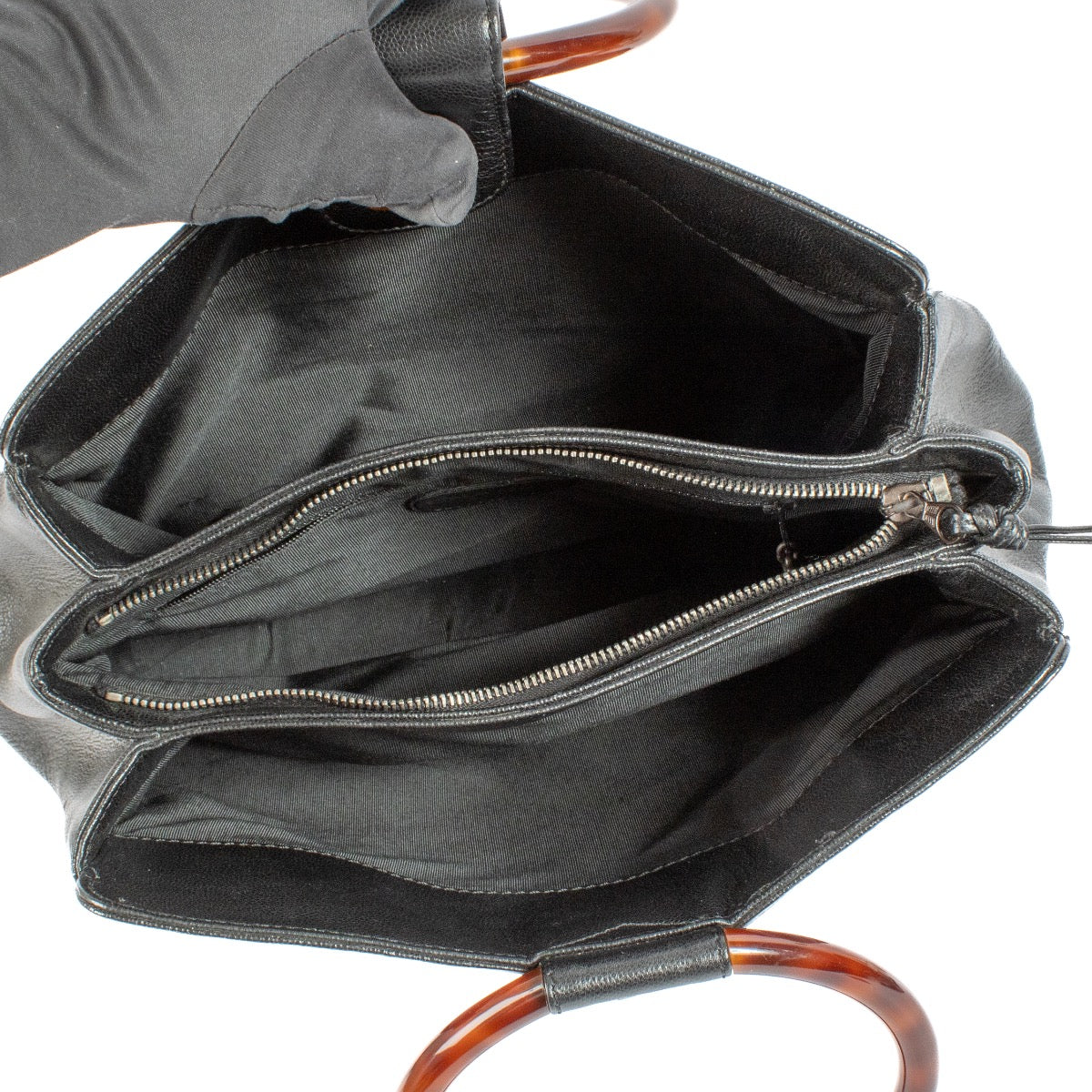 shop 100% authentic second hand Chanel Black Leather Tortoise Top Handle Bag on Labellov.com
