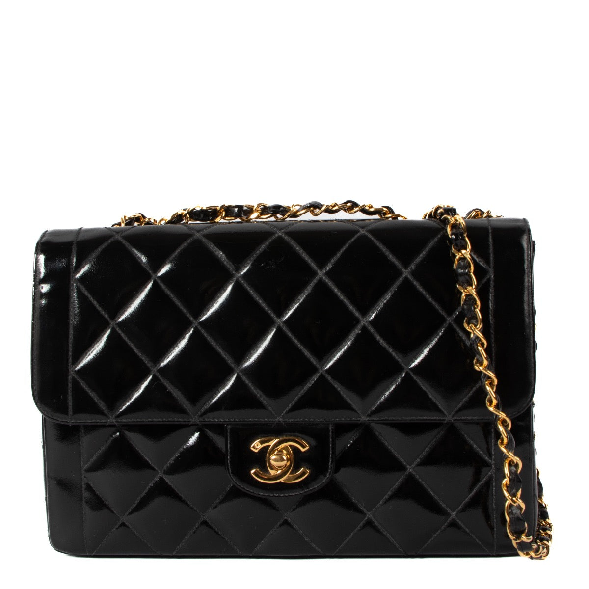 shop 100% authentic second hand Chanel Black Patent Flap Bag on Labellov.com