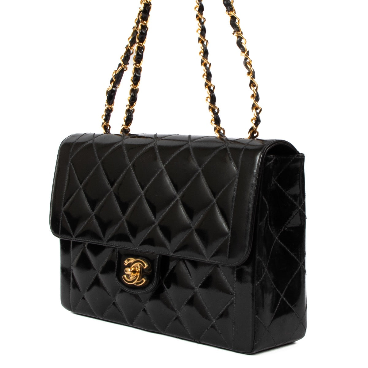 shop 100% authentic second hand Chanel Black Patent Flap Bag on Labellov.com