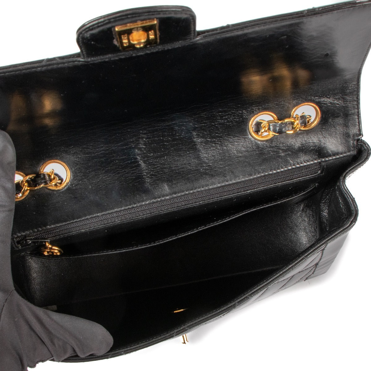 shop 100% authentic second hand Chanel Black Patent Flap Bag on Labellov.com