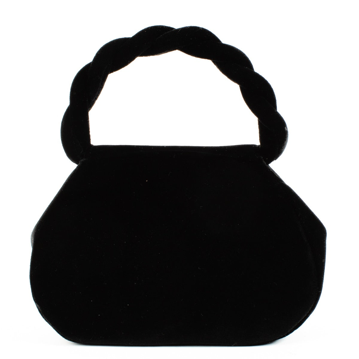 Sac Chanel Vintage en Velours Noir avec Anses Torsadées