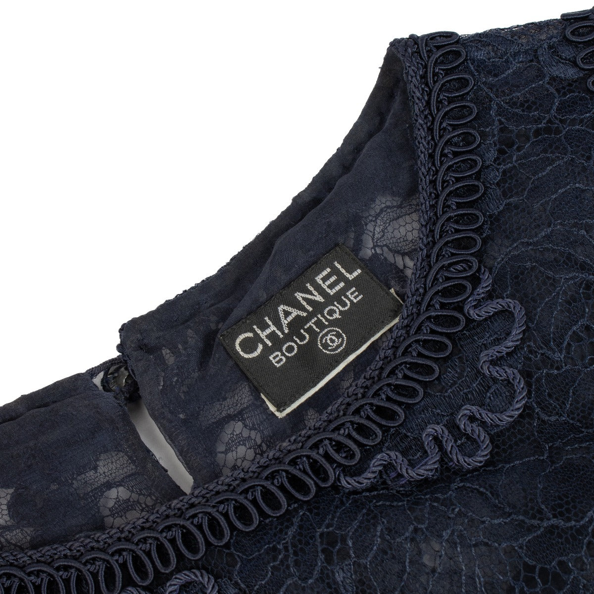 Chanel Collectie 27 Blauw Geborduurde Jas/Top Set - Maat FR42