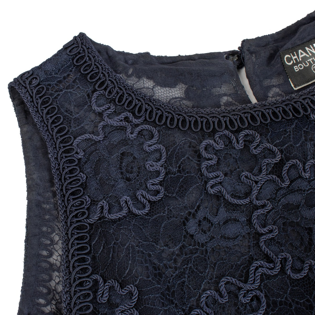 Chanel Collectie 27 Blauw Geborduurde Jas/Top Set - Maat FR42