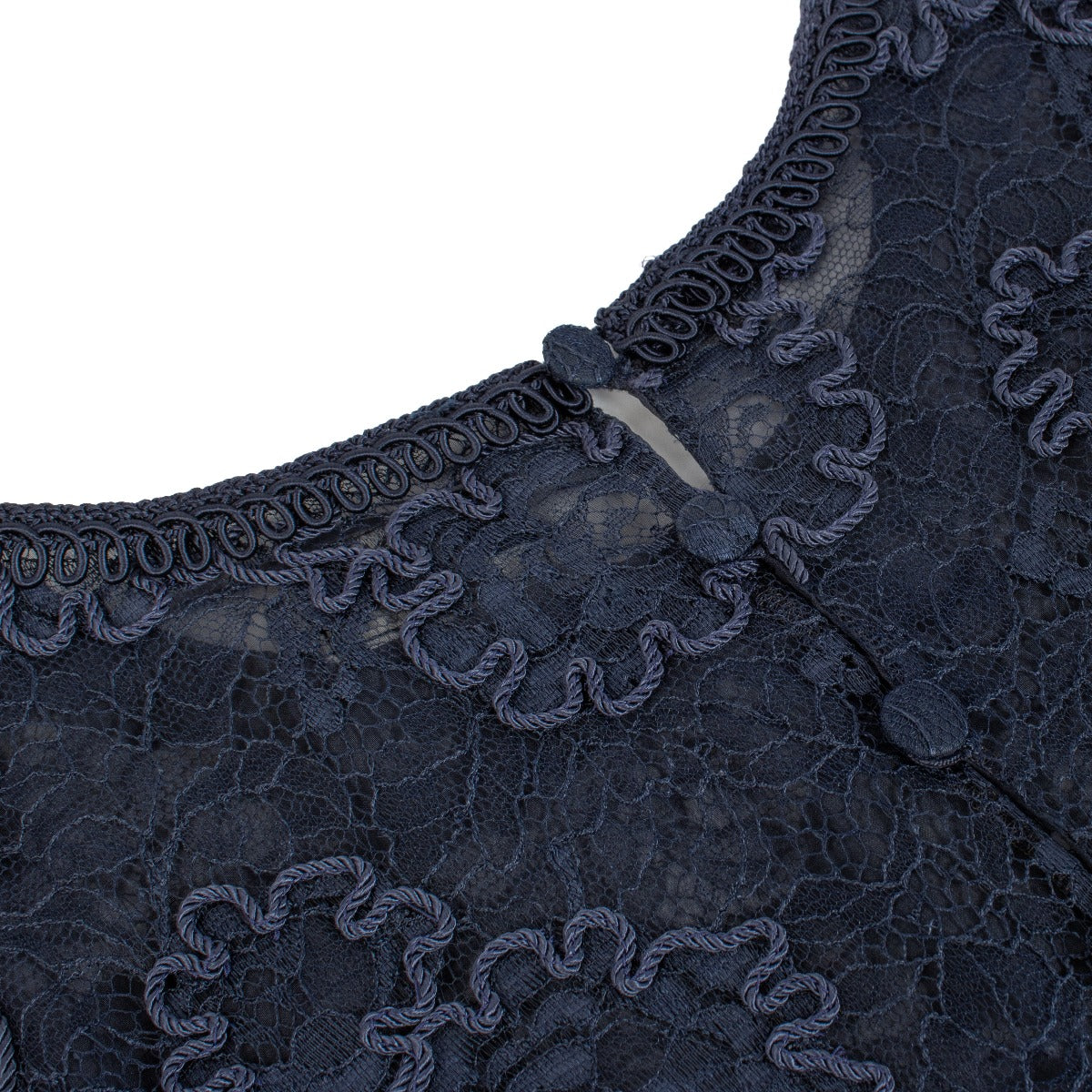 Chanel Collectie 27 Blauw Geborduurde Jas/Top Set - Maat FR42