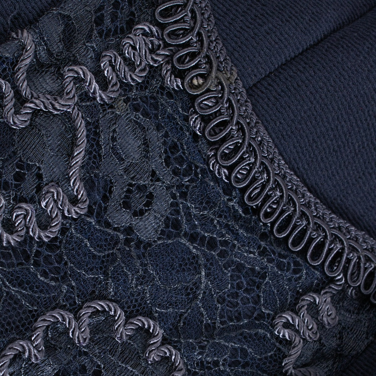 Chanel Collectie 27 Blauw Geborduurde Jas/Top Set - Maat FR42