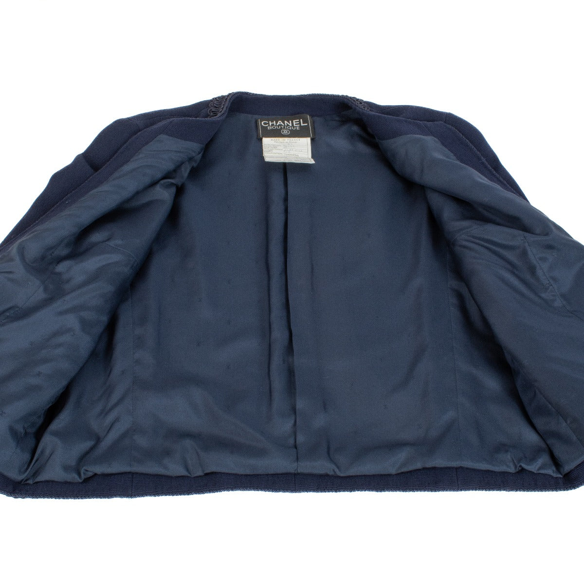 Chanel Collectie 27 Blauw Geborduurde Jas/Top Set - Maat FR42