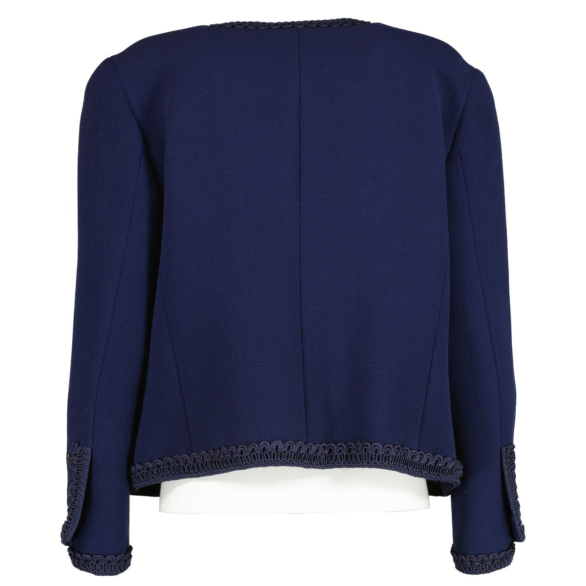 Chanel Collectie 27 Blauw Geborduurde Jas/Top Set - Maat FR42