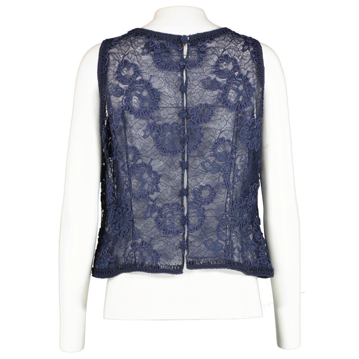 Chanel Collectie 27 Blauw Geborduurde Jas/Top Set - Maat FR42