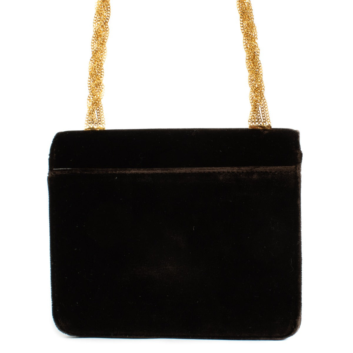 Chanel Brown Velvet Chain Mini Flap Evening Bag