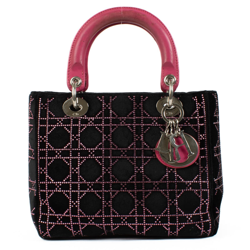 Authentic second hand Christian Dior Black Velvet Crystal Medium Bag on Labellov.com